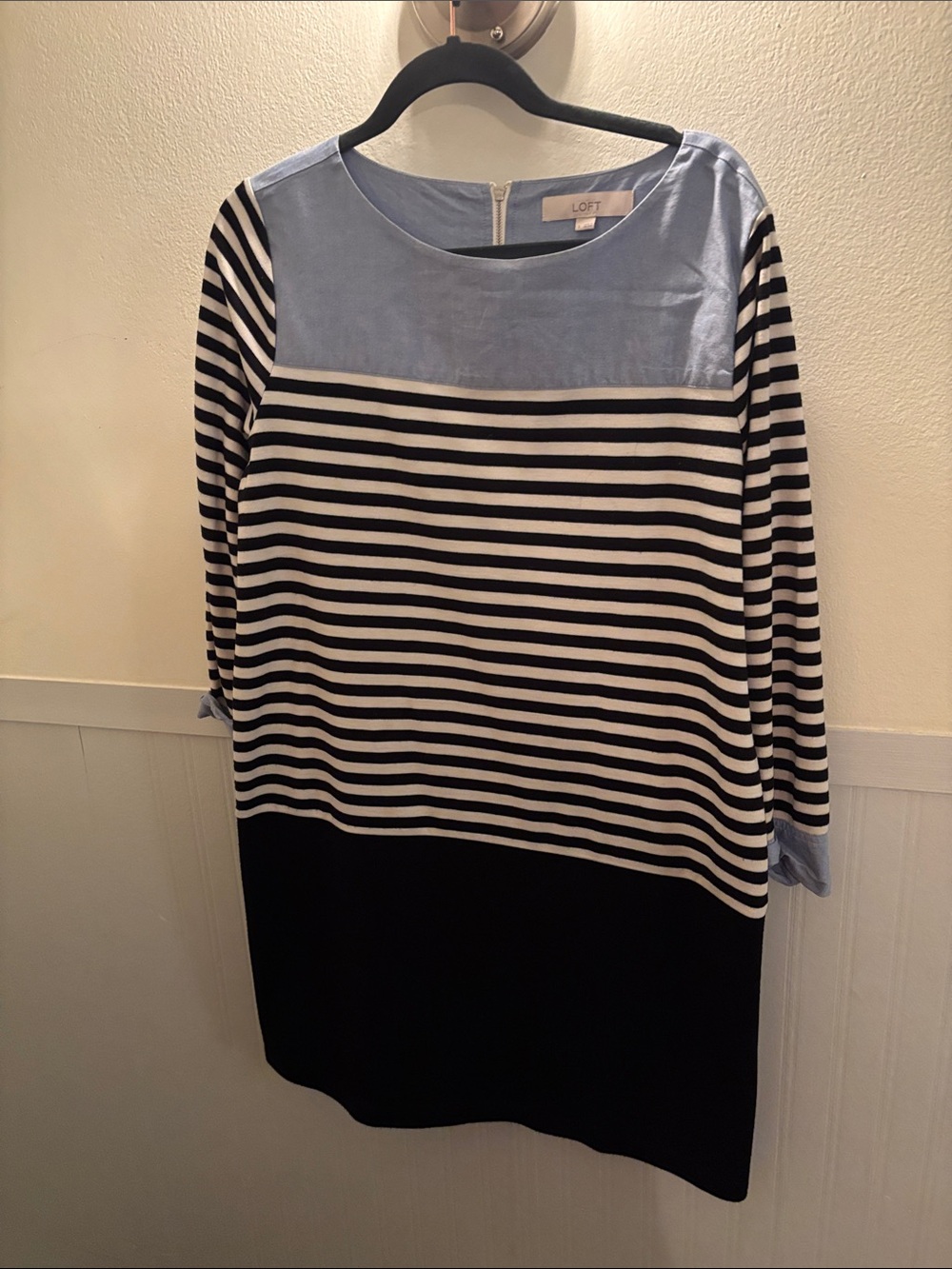 Mixed material shift dress